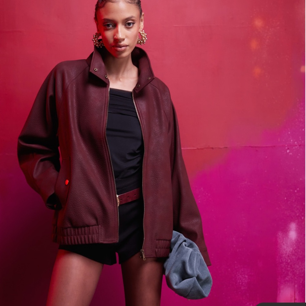 ASOS Red Leather Jacket Minimalist Style
